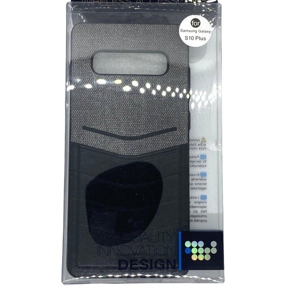 2 TONE TEXTURE COATED CANVAS TPU CASE W/CARD SLOT-SAMSUNG GALAXY S10+ - Picture 1 of 2